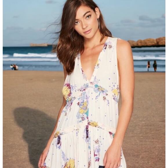 Free People Purple Haze Floral Tunic Cream Combo - Picture 7 of 7